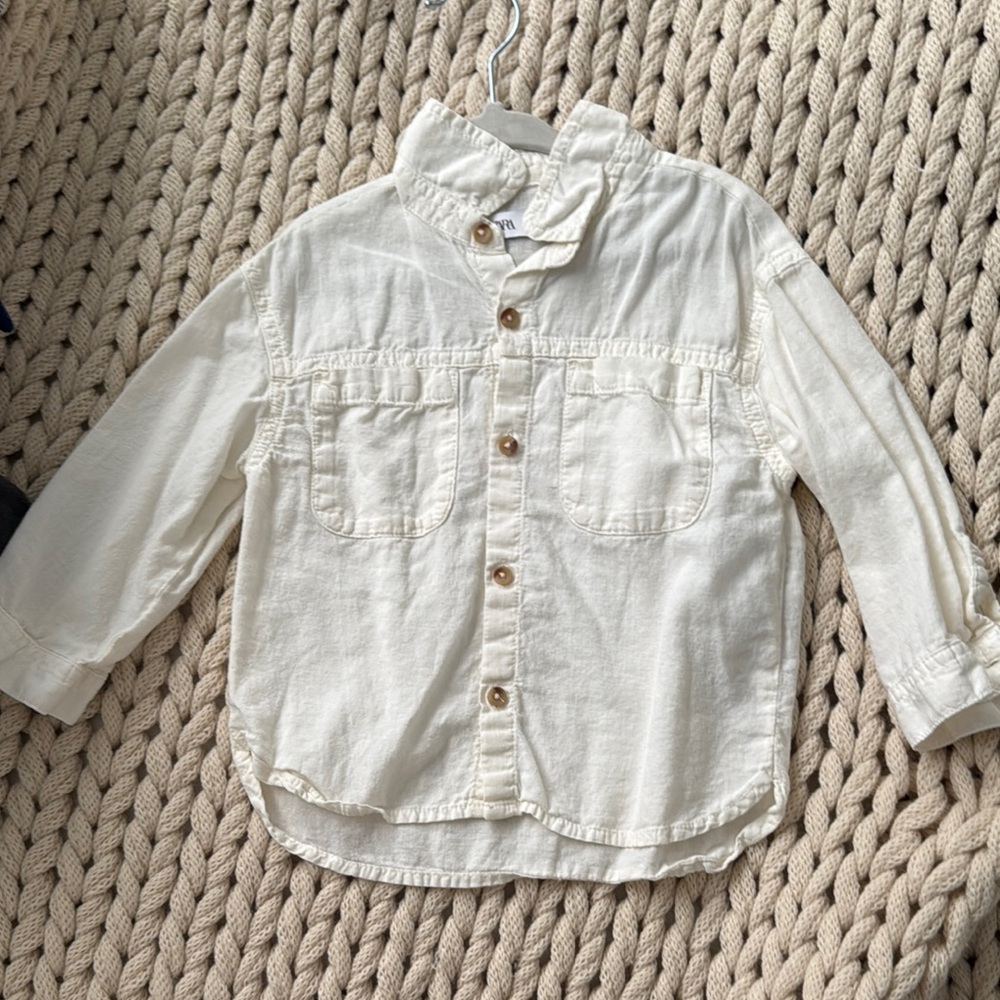 Kids Cream Button-Up Shirt